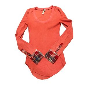 Free People Women S Textured Art School Embroidered Thermal Top Buttons Cuffed